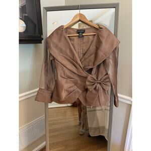 Cachet Formal Shimmery Brown Wrap Around Vintage cocktail dressy Blousy Top 8